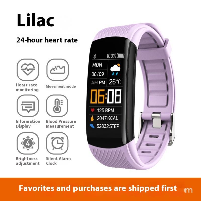 C5S Color Screen Exercise Step Counting Smart Bracelet Heart Rate Blood Pressure Health Monitoring Silicone