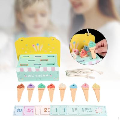 Wooden Ice Cream Toy Food Role Play Portable Counter Shop Games Kitchen Accessories