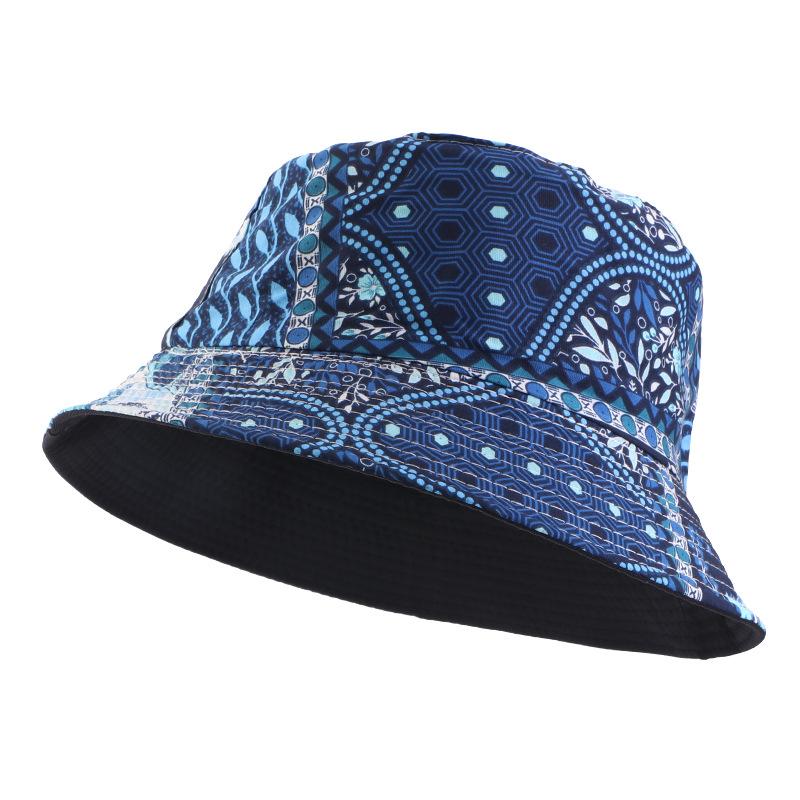 New Polished Printed Pot Hat Double-sided Bucket Hat Outdoor Travel Visor