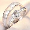 2Pcs Simple Light Luxury Zircon Couple Paired Rings For Women Men Opening Adjustable Rings Wedding Anniversary Jewelry Gift
