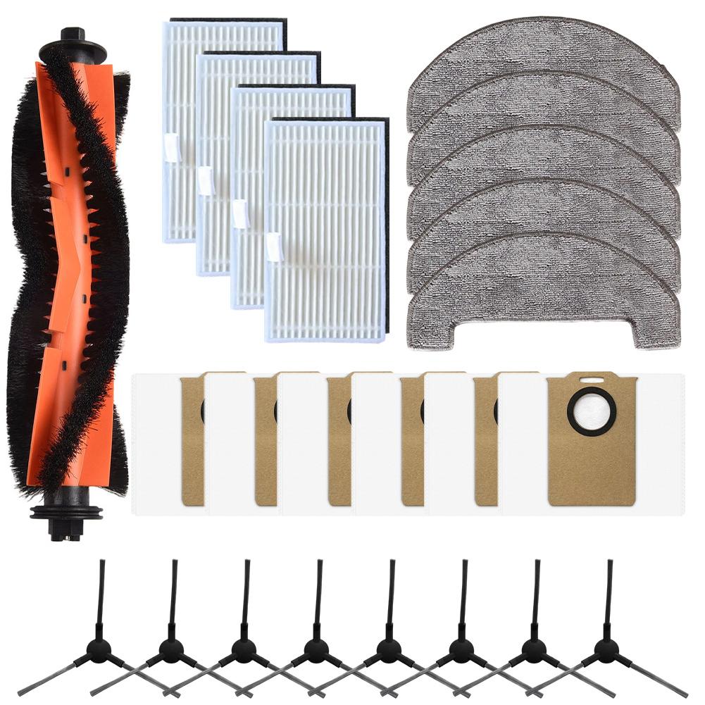 For MONSGA MS1 MAX Robot Vacuum Spare Parts Kit – Main Brush, 2 Side Brushes, 2 Filters, 2 Mop Cloths, 2 Dust Bags