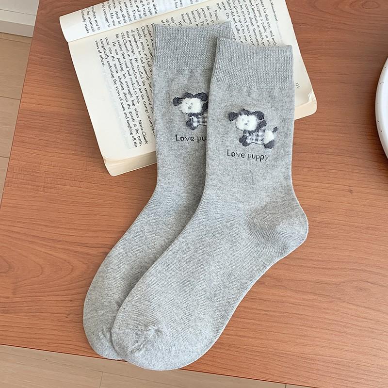 Pastoral Socks Pure Cotton Tube Socks Season Flocking Cute Three-Dimensional Cartoon Cotton Stockings Women