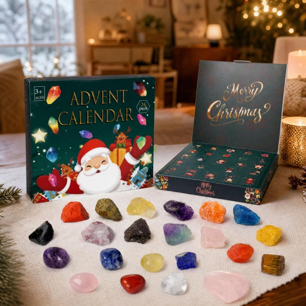Days Christmas Advent Calendar - Gemstone Punch Box with 3D Design for Kids and Adults