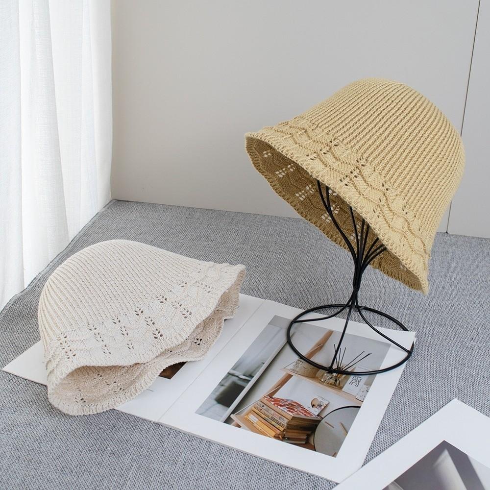 Wave Pattern Knitted Fisherman Hat Sun Protection Breathable Fisherman Hat Foldable Splicing Bucket Hat Women'S Spring