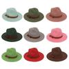 Women Jazz Hat Wide Brim Faux Leather Belt Decor Beach Straw Hat Adjustable Size UV Protection Foldable Summer Hat
