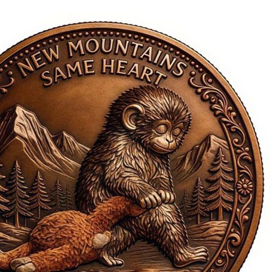 Emotional Support Coin Inspirational Monkey Challenge Pocket Coin Double?Sided Collectible Token for Friends Family Motivation Keepsake