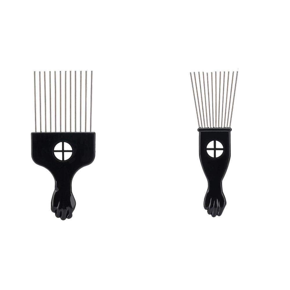 1/2Pcs Black Metal African American Pick Comb Steel Needle Hair Comb for Hairdressing Styling Tool Salon Barber Shop Accessories