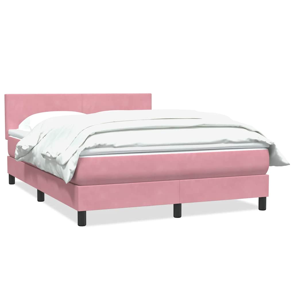Box Spring Bed with Mattress Pink 140x220 cm Velvet