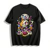 Totenkopf Katze Hip Hop Print Lässiges Street Trendy Persönlichkeit Kurzarm T-Shirt Reines Baumwoll-T-Shirt