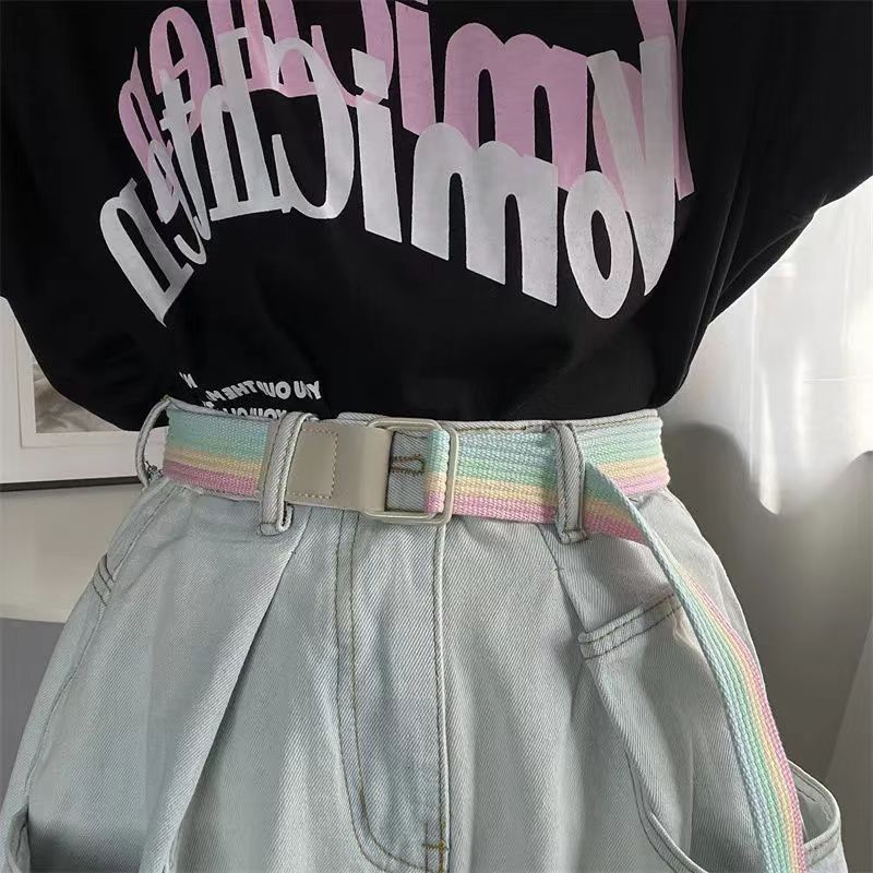 Chic Casual Wide Pants Belt With Double Ring Buckle For Students Perfect For Wear Everyday