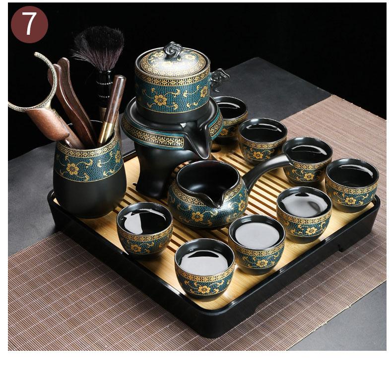 Semi-automatic Kung Fu Tea Set, Ceramic Stone Grinding, Teacup Tray, Porcelain Service, Gaiwan Tea Cups, Mug of Tea Ceremony