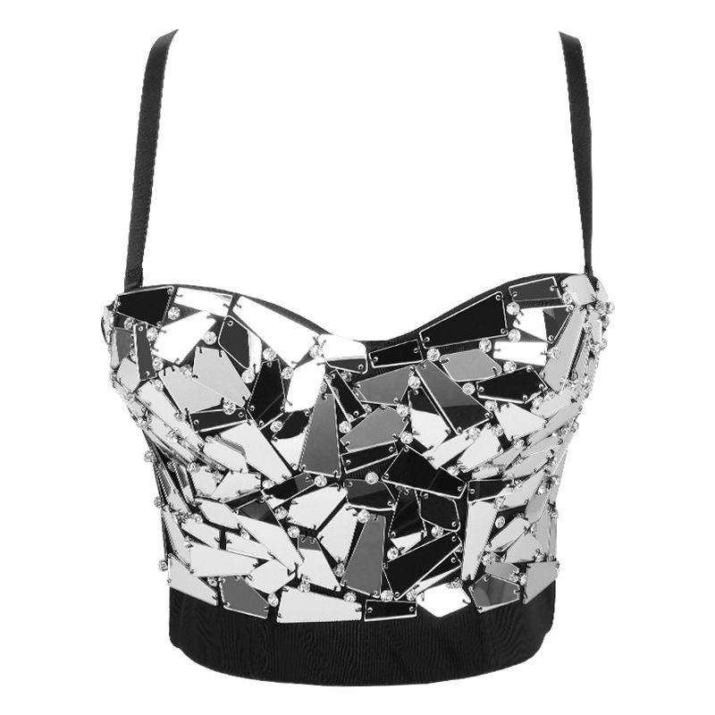 

Outer Wear Sequin Sling Vest Women European and American Tube Top Rhinestone Black 40/90