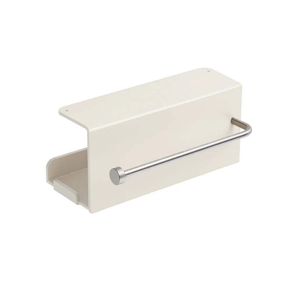 Wall Mounted Tissue Box With Storage Shelf Kitchen Roll Dispenser For Cling Film Towels and Seasoning Jars Space Saving