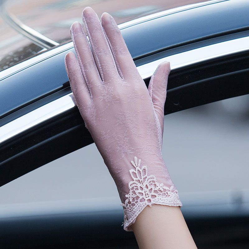 

Rayon Short Breathable Summer Women s Driving Sun Protection Gloves 02E-Purple One size