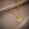 Vintage Emerald Zircon Pendant Necklace and Earrings Set Elegant Women Jewelry
