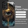 Retro Devil Eye Mysterious Totem Tempered Glass Phone Case for Samsung Galaxy A56 A55 A54 A53 A52 A36 A14 A15 5G Anti-drop Cover