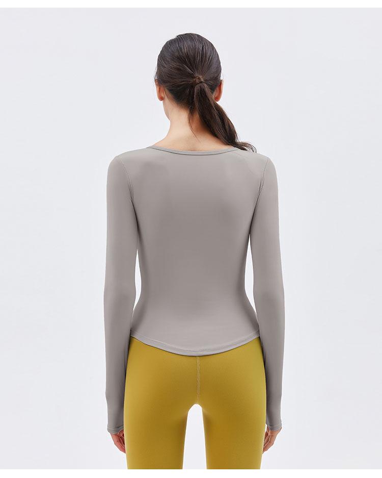 2023 Spring V-Neck Long Sleeve Yoga Top with Chest Pads - Women's Running and Fitness Wear
