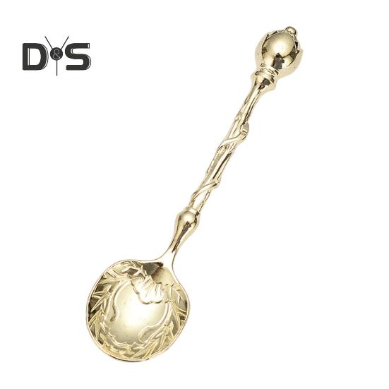 

Кофейная ложка, резная чайная ложка, винтажная европейская дворцовая посуда, десертные ложки для кухни, столовой, бара, магазинов молока, чая, смешивания коктейлей золотистый