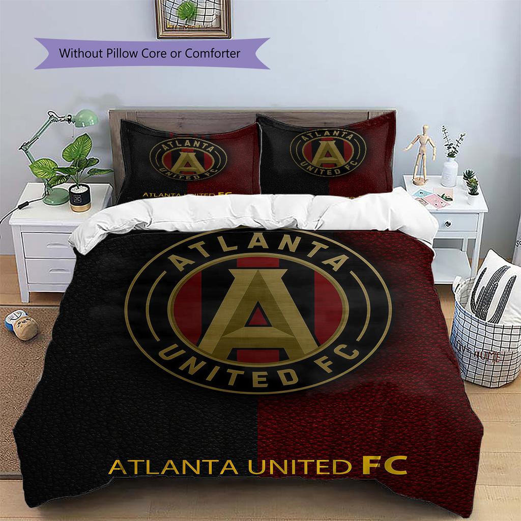 Atlanta United FC Pattern Bedding Quilt Set  Home Decoration  Gift (1 * duvet cover + 2 * pillowcase  without core)