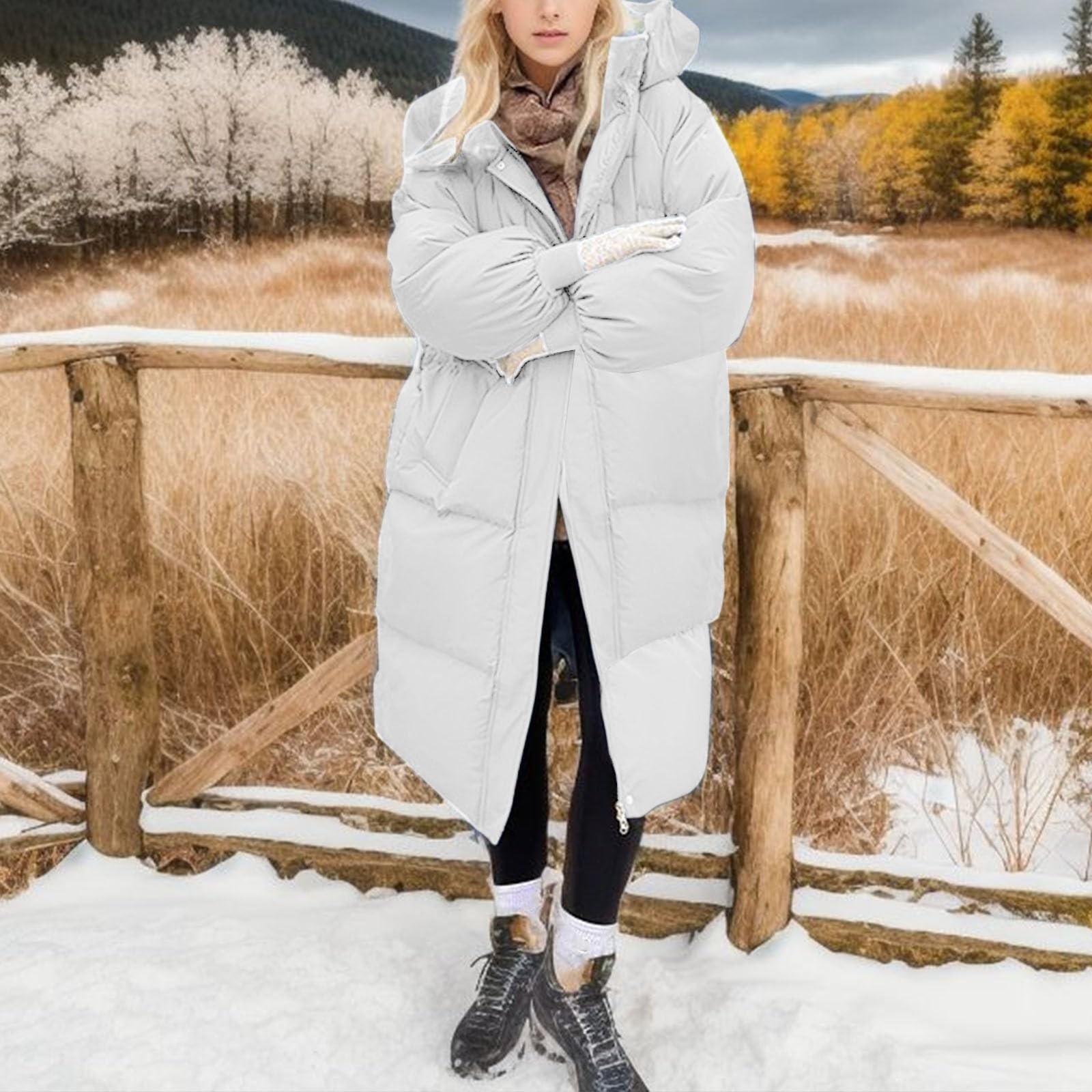 

Женское однотонное зимнее утолщенное свободное длинное пуховое пальто до колена с хлопковой подкладкой XL