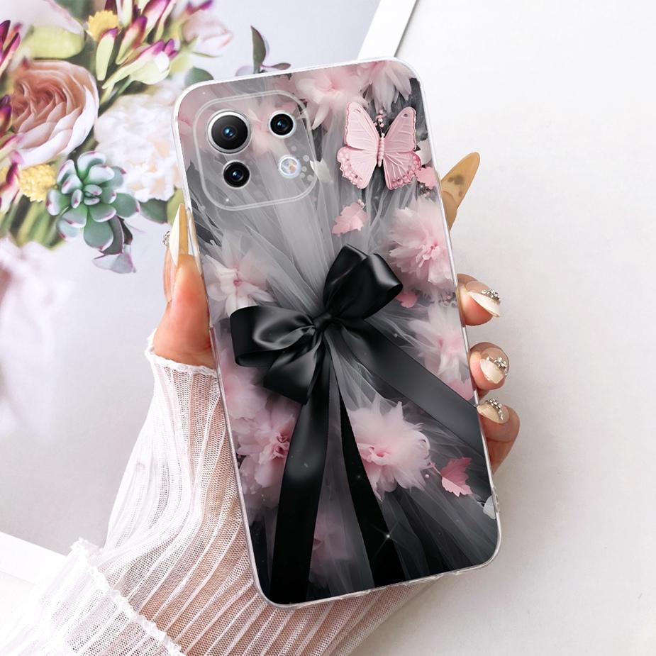 For Xiaomi Mi 11 Lite Case Luxury Flowers Butterfly Painted Cover Soft Silicone Case For Xiaomi Mi 11 Pro Mi11 Ultra Fundas Bags