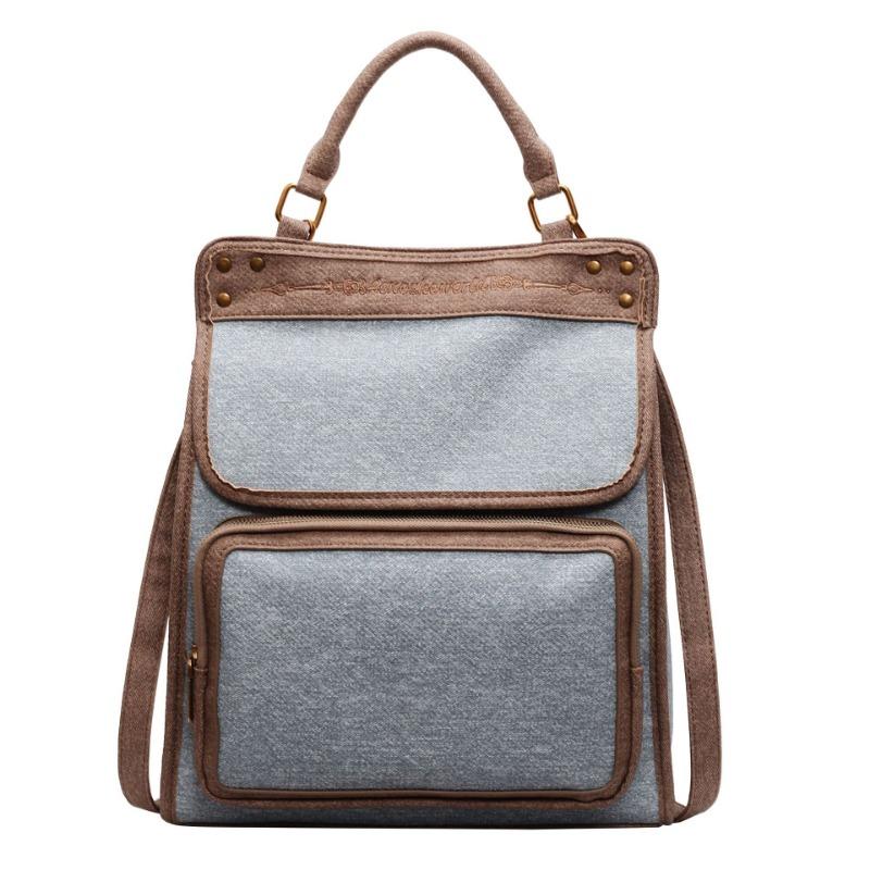 

Рюкзак из денима в стиле колледжа, большой вместимости, с высоким чувством, сумка-тоут, сумка через плечо, женская, универсальная синий