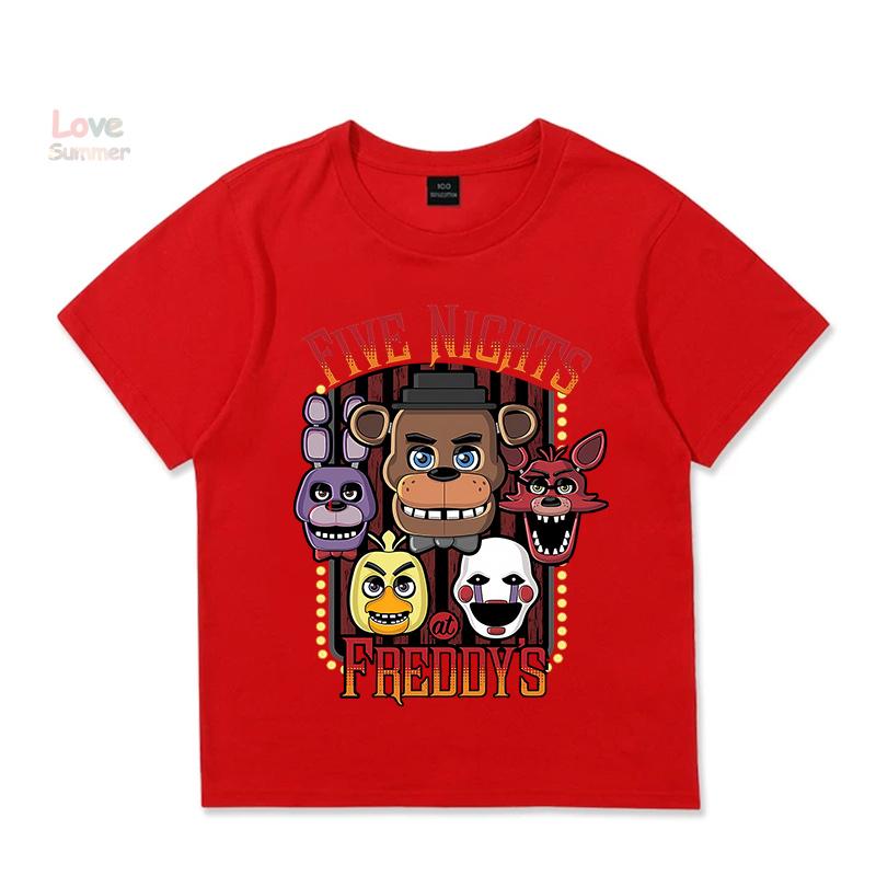 T-Shirt 4 To 14 Years FNAF At Freddys T Shirts for Children Humor T-Shirt Crewneck Tees Boys Girls Short Sleeve Tops