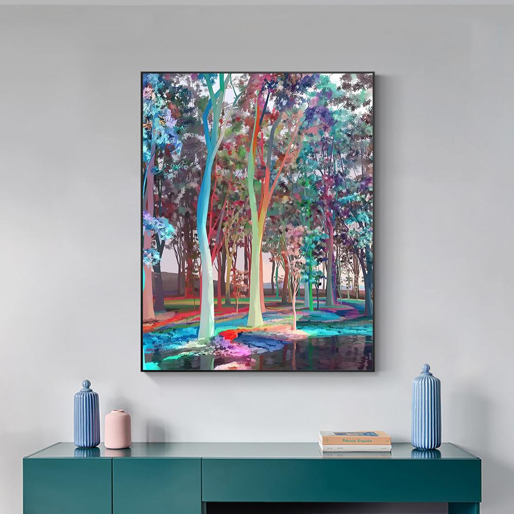 Modern Abstract Tree of Life Oil Painting Prints On Canvas Painting Posters Colorful Tree Wall Art Picture for Living Room Decor