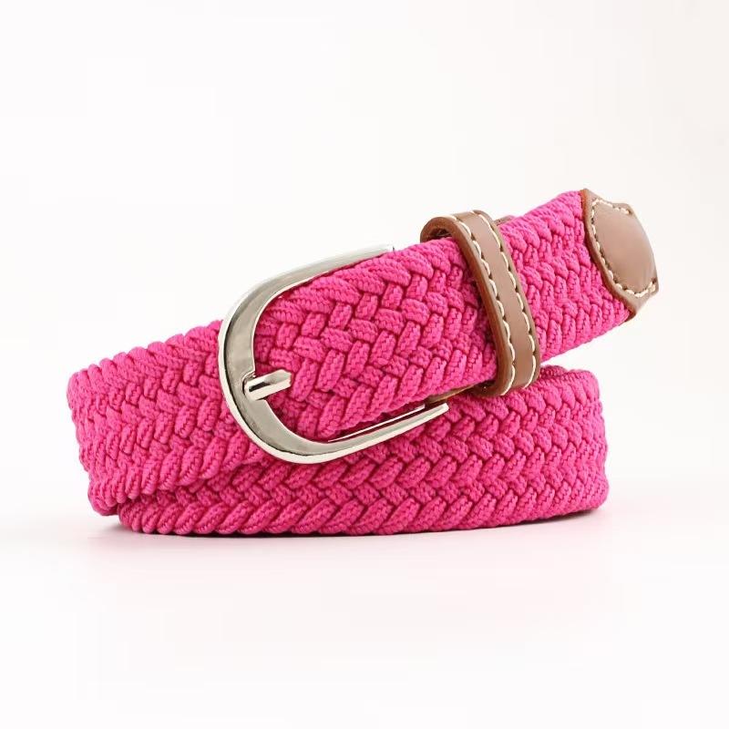 Men and Women Pin Buckle Canvas Belts, Thin Elastic Elastic Belts, Young Students Knitted Canvas Belts