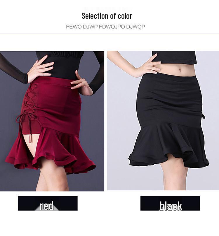 Women's Latin Dance Bodycon Skirt with Fishbone Side Slit