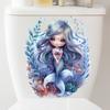 Cartoon Mermaid & Coral Toilet Seat Stickers, Waterproof Removable Self-Adhesive Bathroom Decals