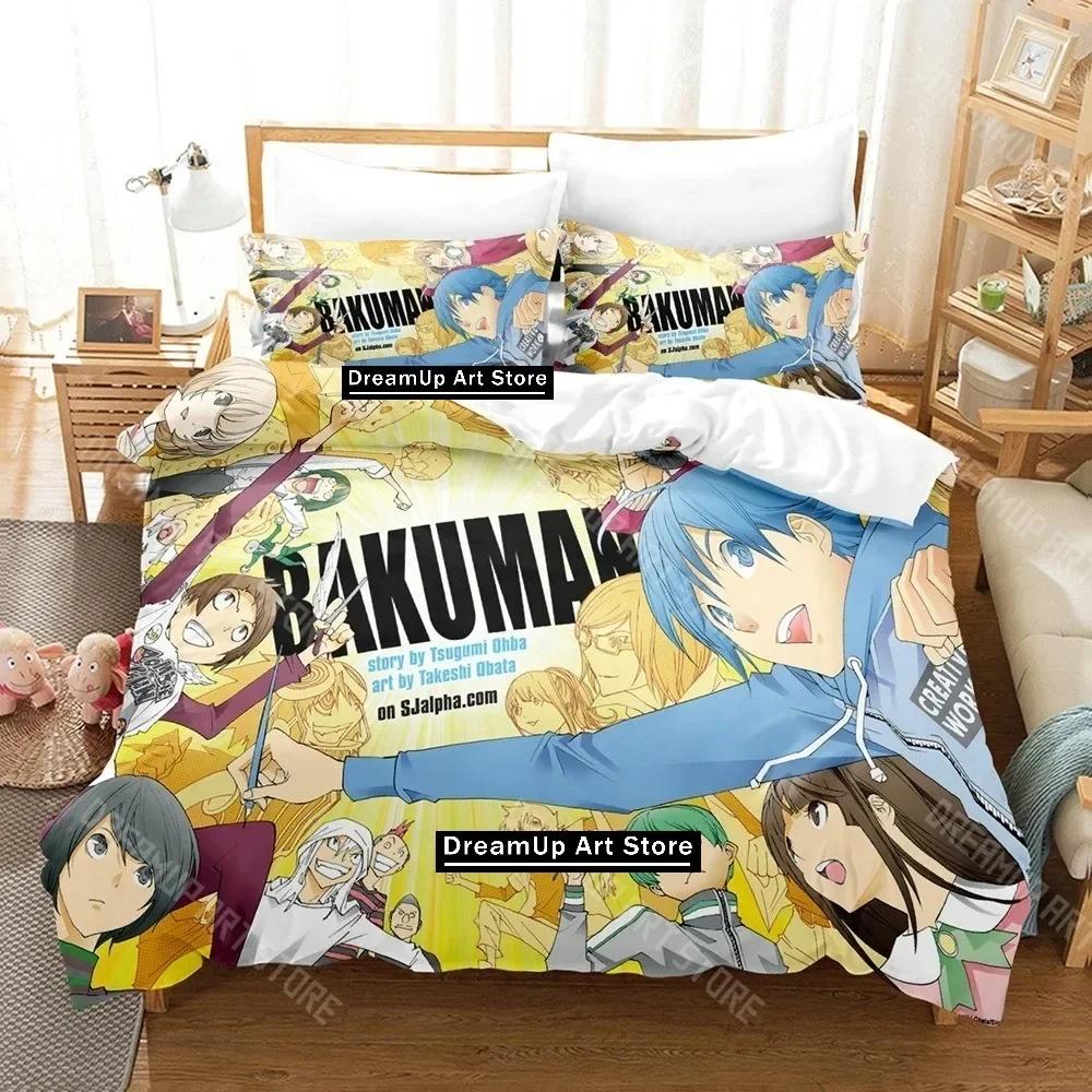 3D Print Bakuman Bedding Set Single Twin Full Queen King Size Bed Set Adult Kid Bedroom Duvetcover Sets 3D Print Anime Bed Sheet