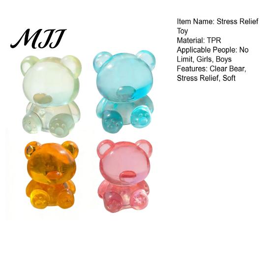 TPR Stressball 1/4 Stück Mini Klarer Bär Kneten Linderung Sitzend Sensorisch Fidget Angstlösend Zuckerball Konzentrationshilfe Dekompression Tier Quetschen