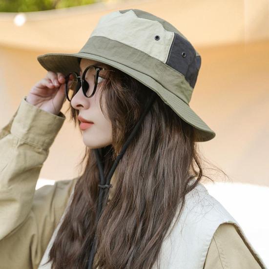 

Летняя рыбацкая шляпа с цветными блоками на шнуровке, ветрозащитный ремешок, защита от солнца, анти-УФ, декоративная шапка для отдыха, скалолазания, садоводства, уличной шапки