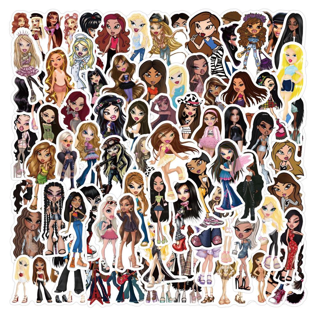 Cartoon Bratz Stickers - 55-110 Waterproof Sheets for Journals, Water Bottles, Laptops