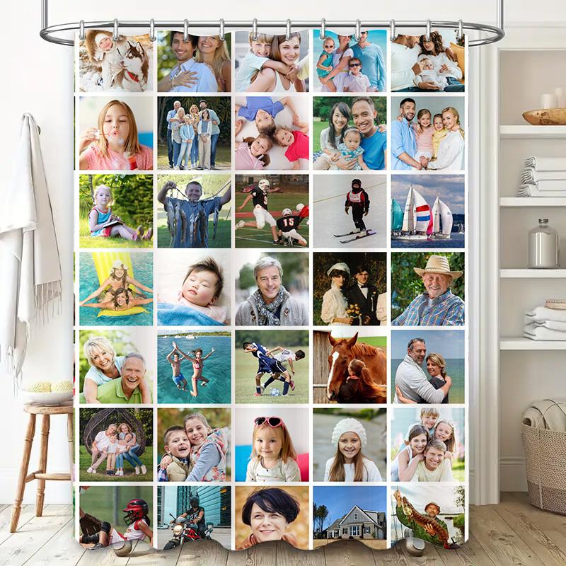 Personalized Custom Photo Collage Shower Curtain Waterproof Bathroom Decor 3D Printed Custom Home Textile Gifts for All Occasion