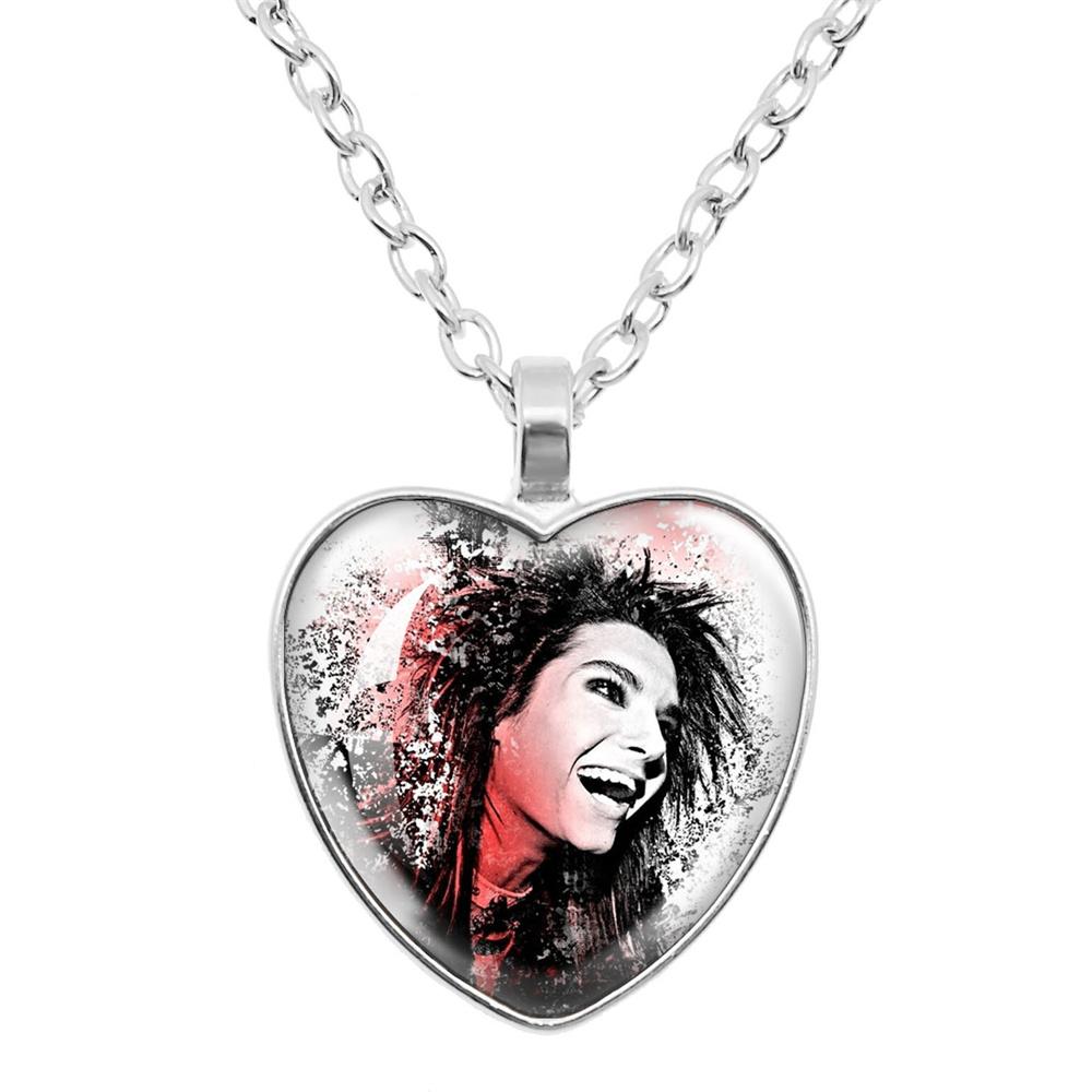 Pop Retro Rock Band Tokio Hotel Glass Heart Shape Pendant Necklace Bill Kaulitz Music Songer Picture Jewelry Charm Fans Gift