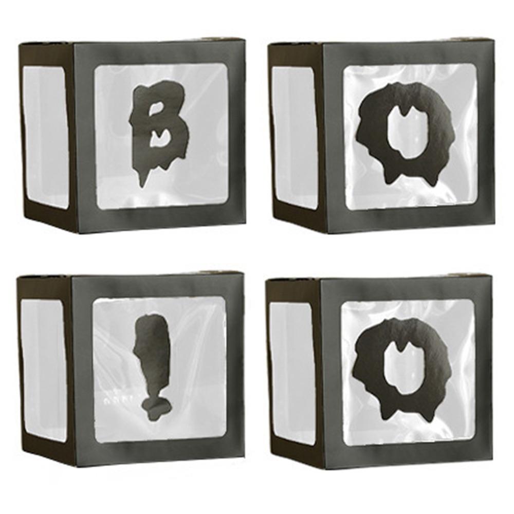4Pcs/Set Cube 3D Transparent Balloons Boxes Pumpkin Photography Background Box  Haunted House