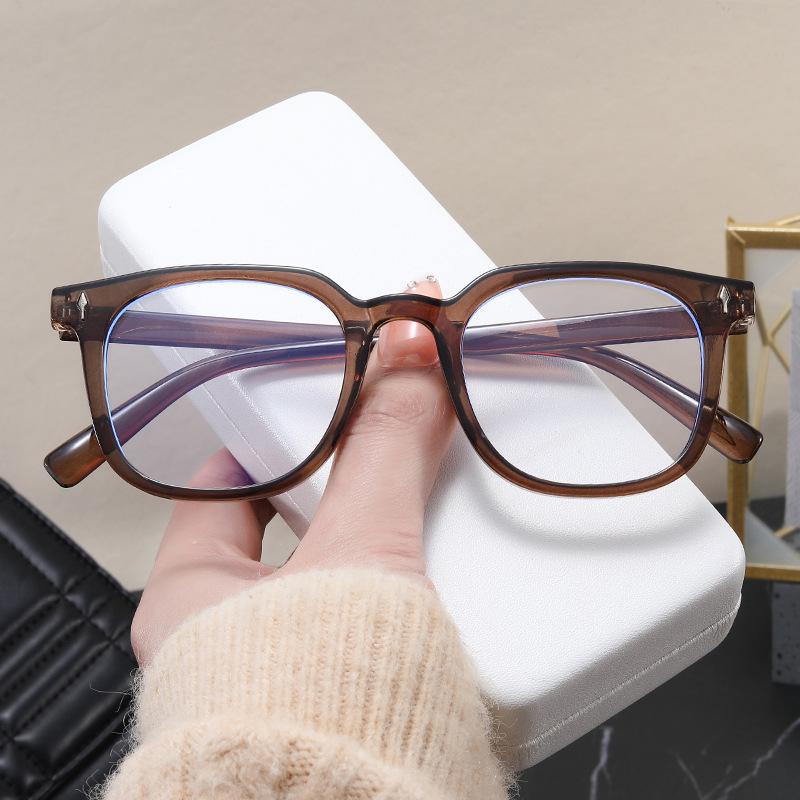Korean Stylish Men's Glasses Square Shape Anti Blue Light Woman Glasses Frame Vintage Retro Style Man Glass