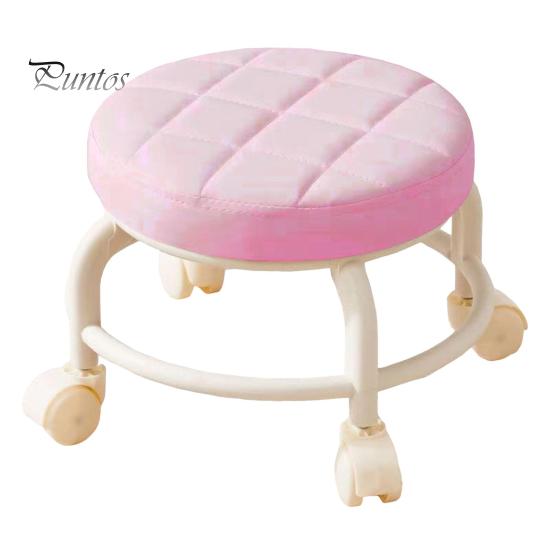 

Низкий табурет на роликах с вращающимися на 360 градусов колесами, сиденье из искусственной кожи с подушкой на роликах и металлическими ножками, прочный вращающийся табурет для сидения розовый