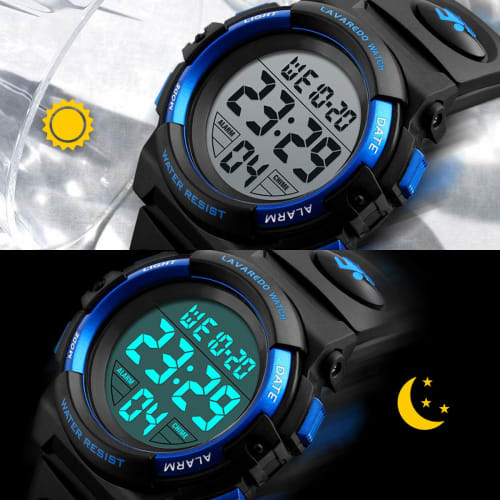 IN Shop Kids' Digital Sports Watch for Boys, Multi-Function Outdoor Watch with 50m Water Resistance, Alerts, Date/Day Display, Dual Time, LED Display,
