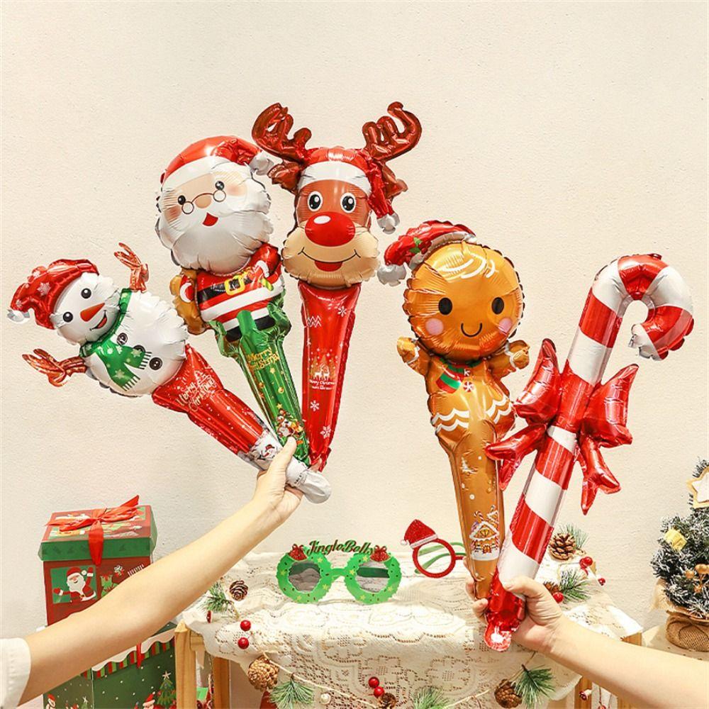 Gingerbread Man Santa Claus Foil Balloons Snowman Elk New Year Balloon  Party Decorations