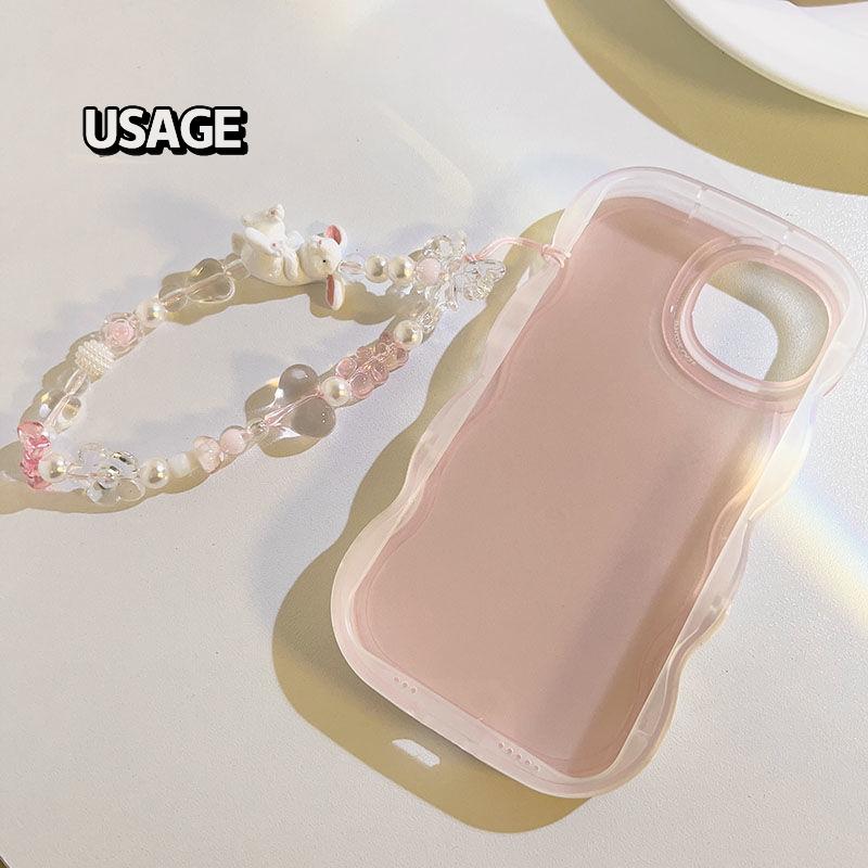 Blue Pink Bowkont Beads Phone Chain Sweet Cool Love Bear Hanging Rope Camera Lanyard Anti-Lost Wrist Straps Bag Accessories