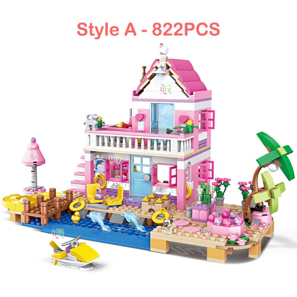 822pcs Friends City House Summer Holiday Seaside Villa Apartment MOC Building Blocks Sets Figures DIY Toys for Kid Girls Christmas Gift