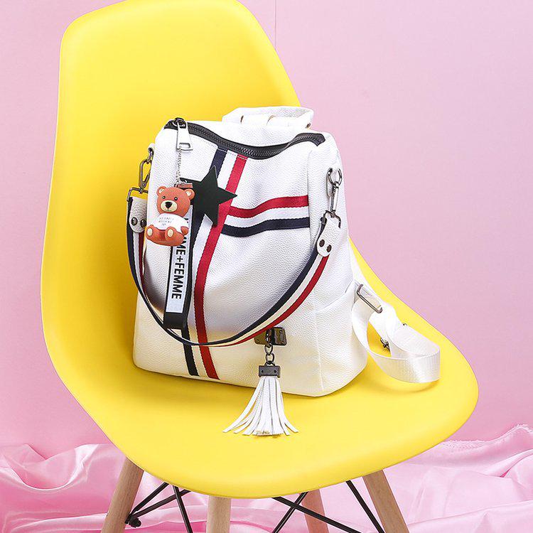 Ribbon Pendant Bear Two-way Shoulder Backpack for Women