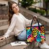 Colorful Leopard Print Tote Bag Casual Large Capacity Portable Daily Shopping Handbag