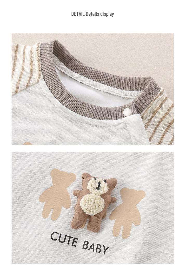 2025 Infant & Toddler Stylish Two-Piece Hoodie Set for 1-Year-Old Boys - Spring/Autumn Clothing