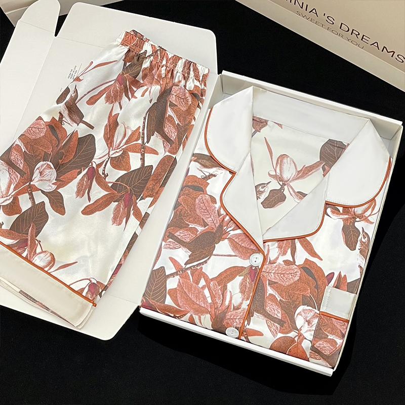 Tusche- und Waschmalerei Chinesischer Stil Damenpyjama Neue Sommermode Stilvolle Loungewear Zweiteilig Weiblich Kurz Hauskleidung