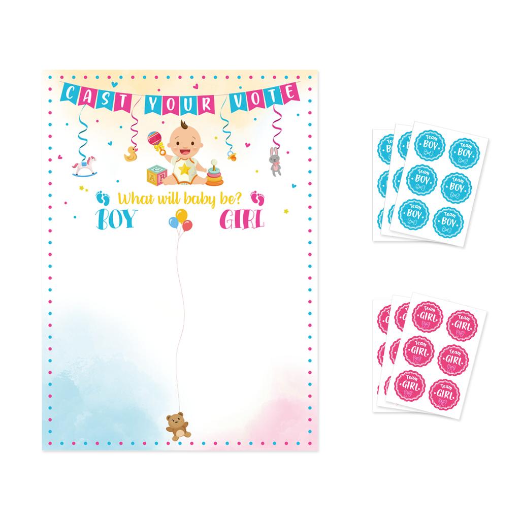 Baby Reveal Party Game Card Set - Gender Prediction & Baby Shower Activity Games for Birthday Party Including 'Baby Bingo'