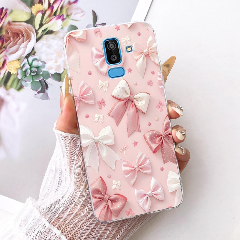 Clear Cover For Samsung J8 2018 Case SM-J810G Cute Cat Fashion Butterfly Funny 2D Painted Casing For Samsung Galaxy J8 2018